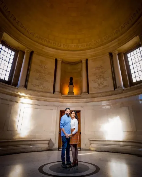 Couple photography at a church with stunning walls.