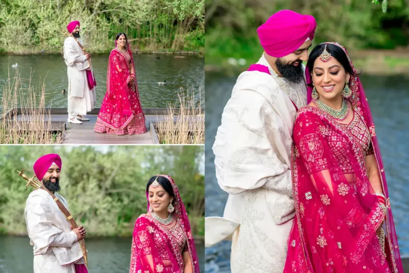 Sikh couple poses.