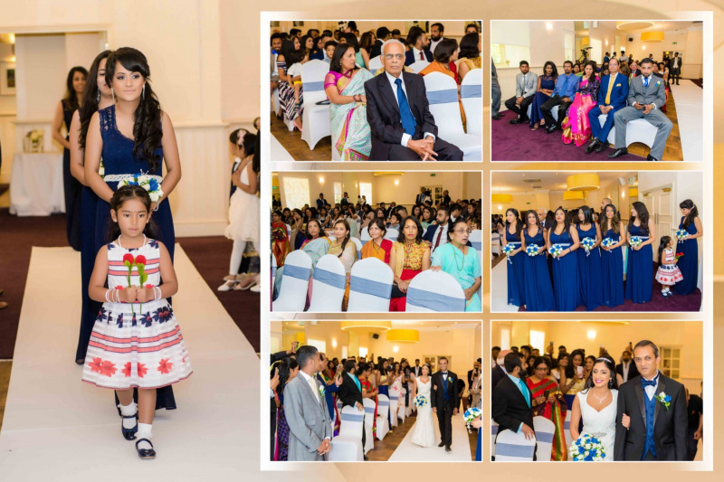 A collage of pictures capturing the vibrant moments of a Tamil wedding story