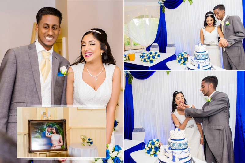 Arun and Binita Cut the wedding cake