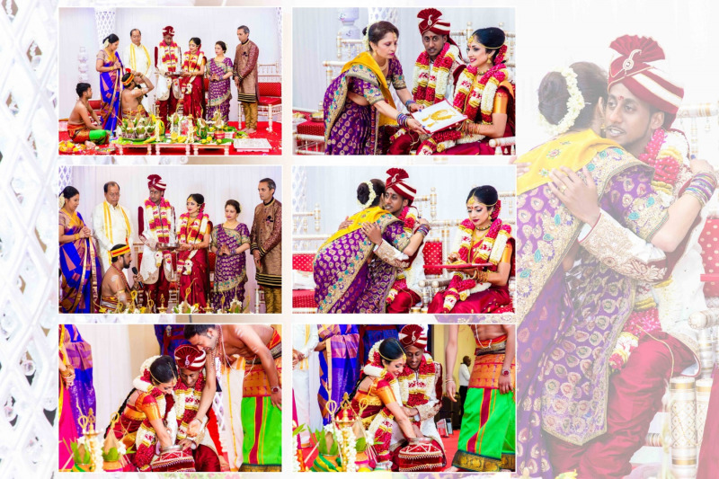 Collage of Tamil wedding photo shoot