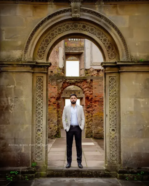 Groom\'s Pre-Wedding Photoshoot at Historic Ruins in the UK