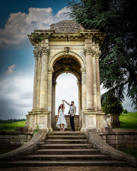 Couple dancing inside the dome shaped building