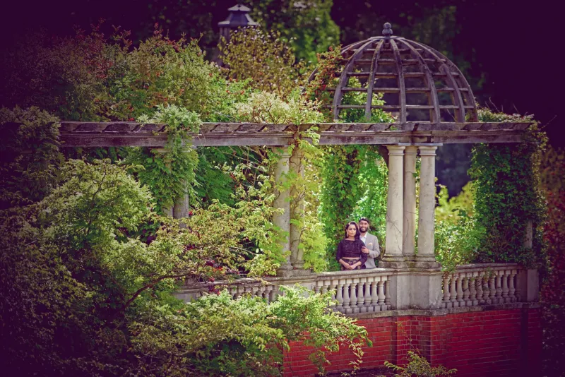 Couple\'s pre-wedding photoshoot at the grand location.