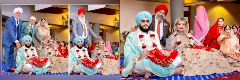 Sikh wedding couple\'s doing rituals in the Gurdwara.