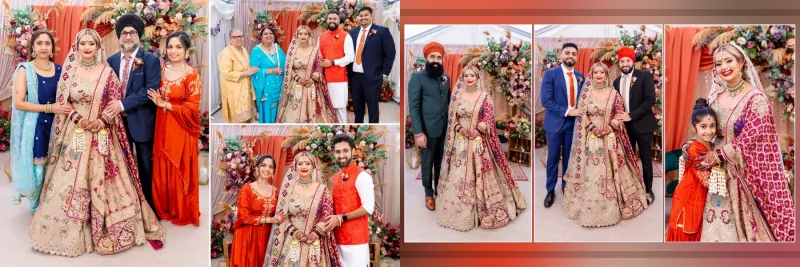 Sikh Bridal posing with the family.