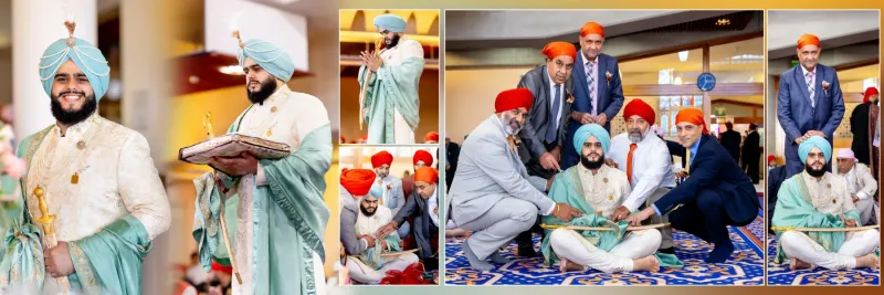 Rituals with Sikh wedding Groom in the Gurdwara.