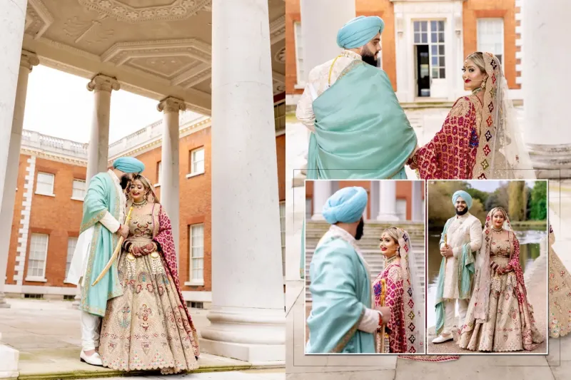 Sikh Couple Posing After Anand Karaj.