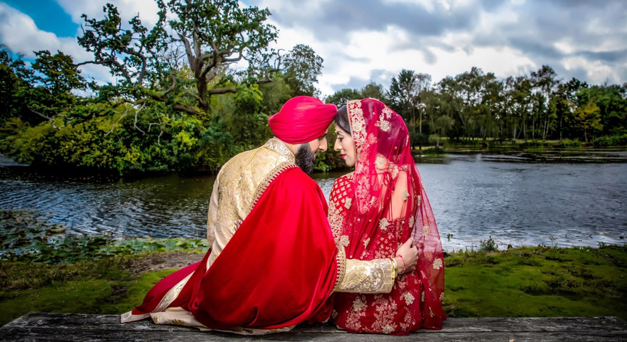 Sikh Wedding Couple Besides River