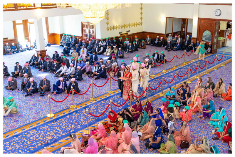 Aerial View of a Large Group of People at a Wedding.