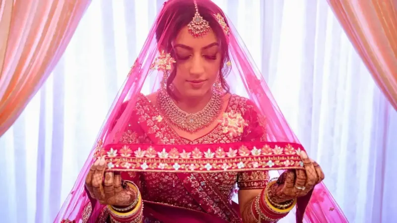 Sikh Bridal Pink Veil