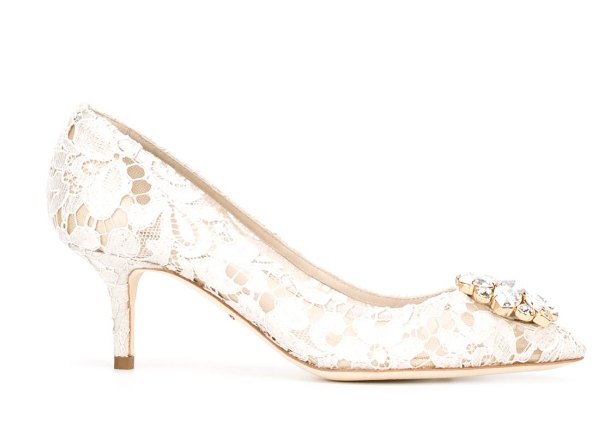 Dolce and Gabbana Taormina lace crystal embellished pumps