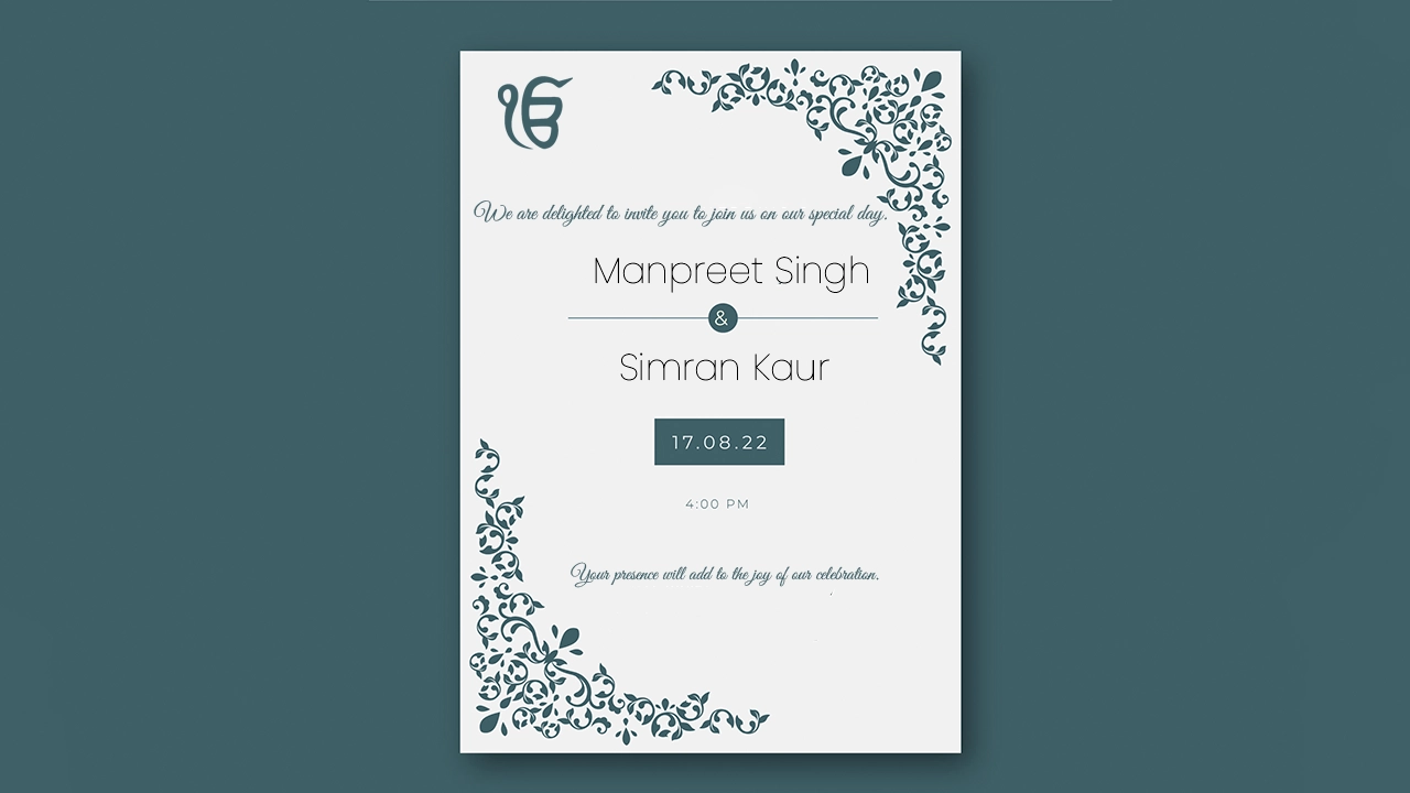 Sikh Wedding Cards | Modern Design