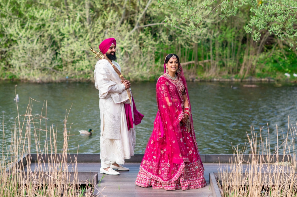 happy couple moment Sikh couple by the lake