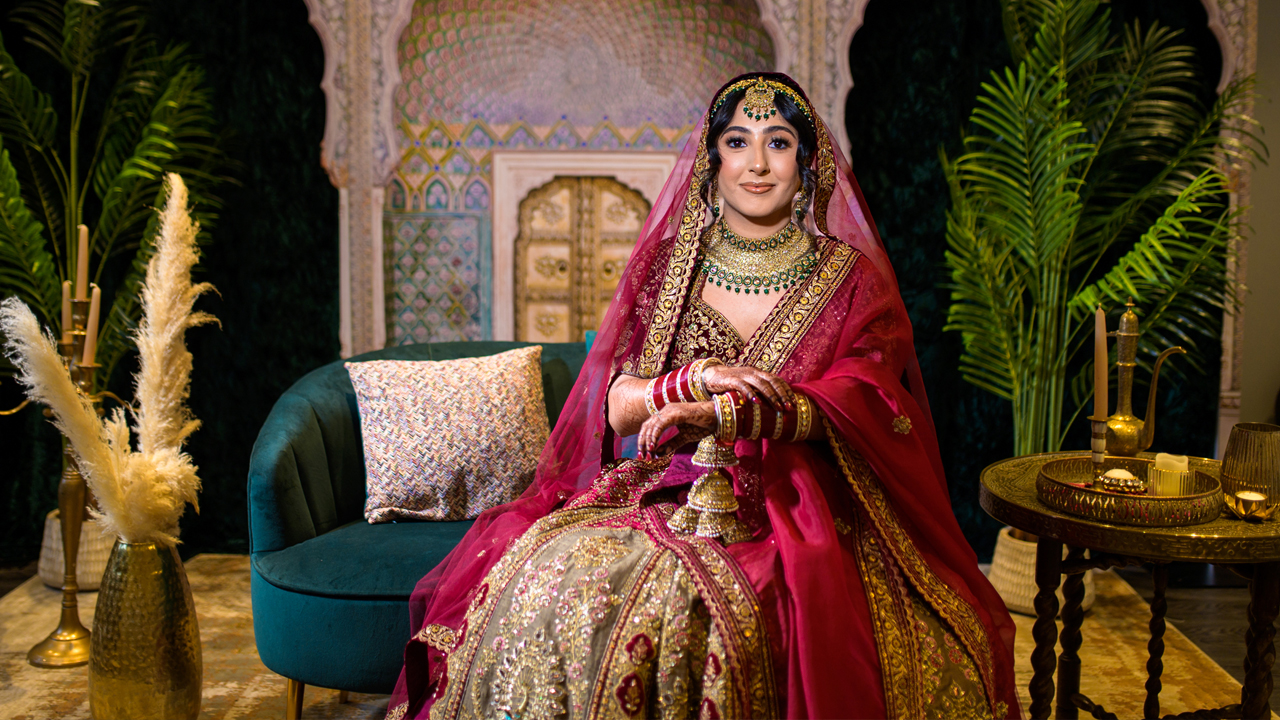 Indian Bridal photoshoot with equisite background.