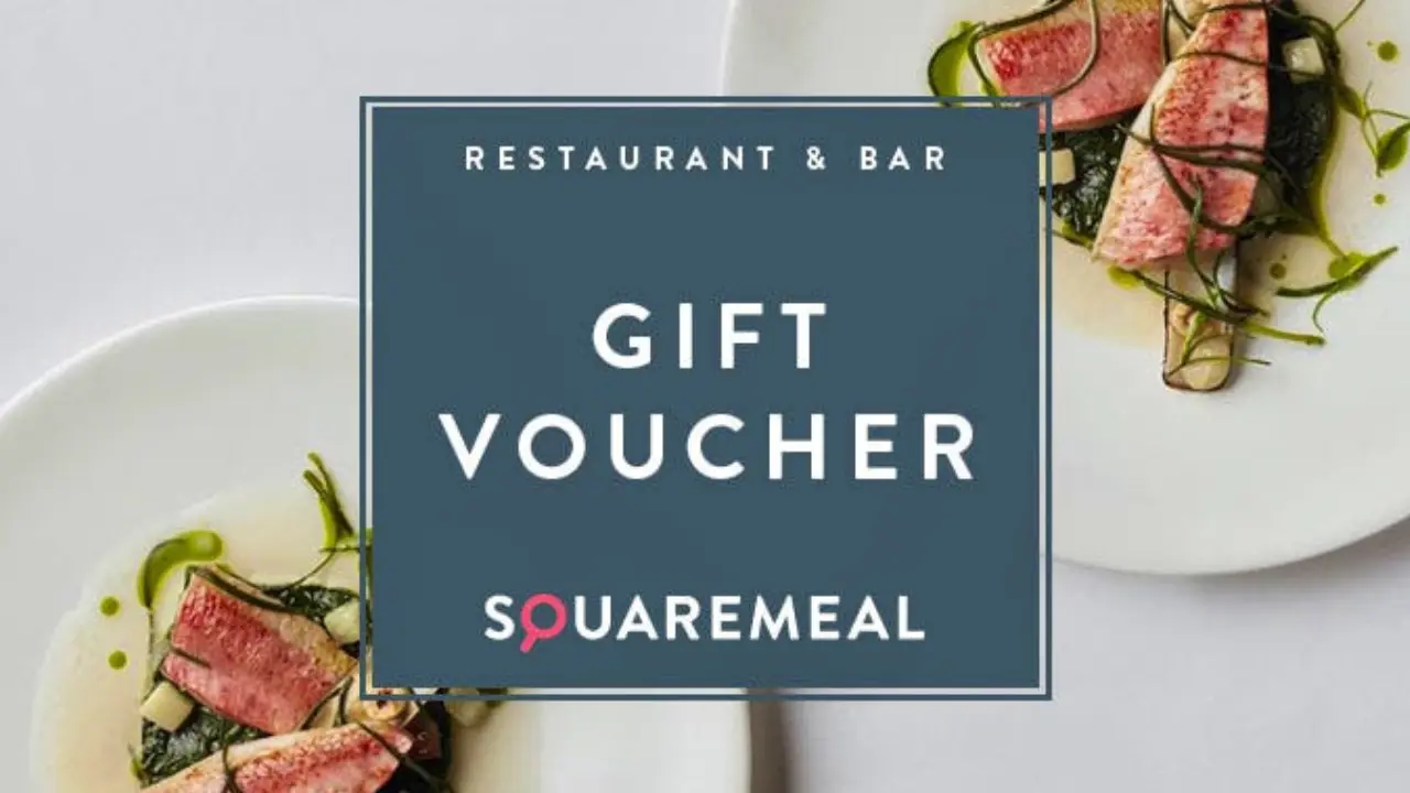 A SquareMeal restaurant and bar gift voucher with an image of two plates of delicious food.