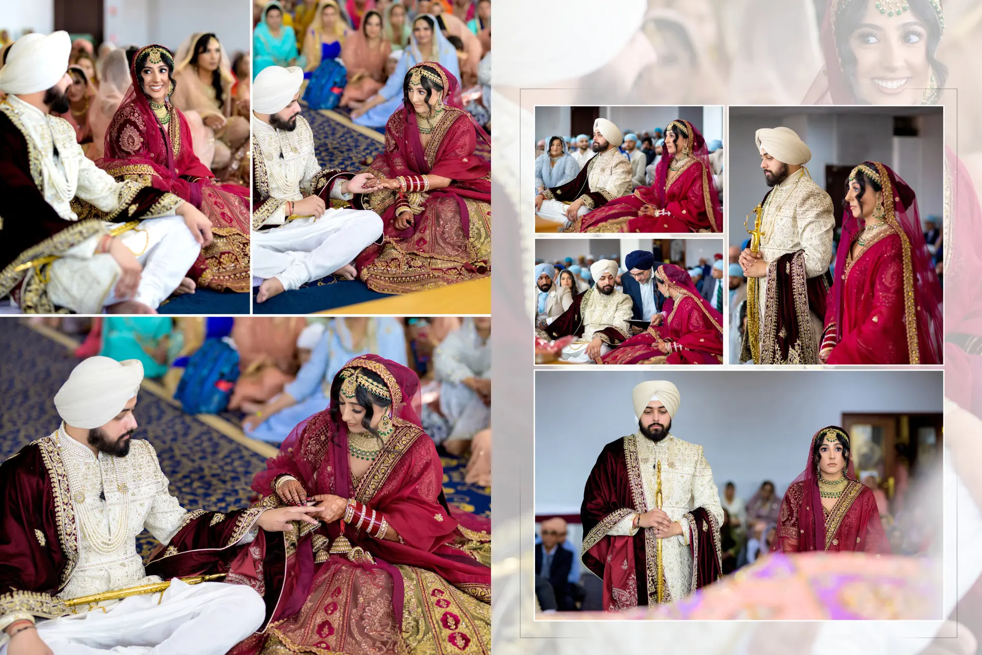 Traditional Sikh Wedding Anand Karaj Ceremony in Gurdwara.